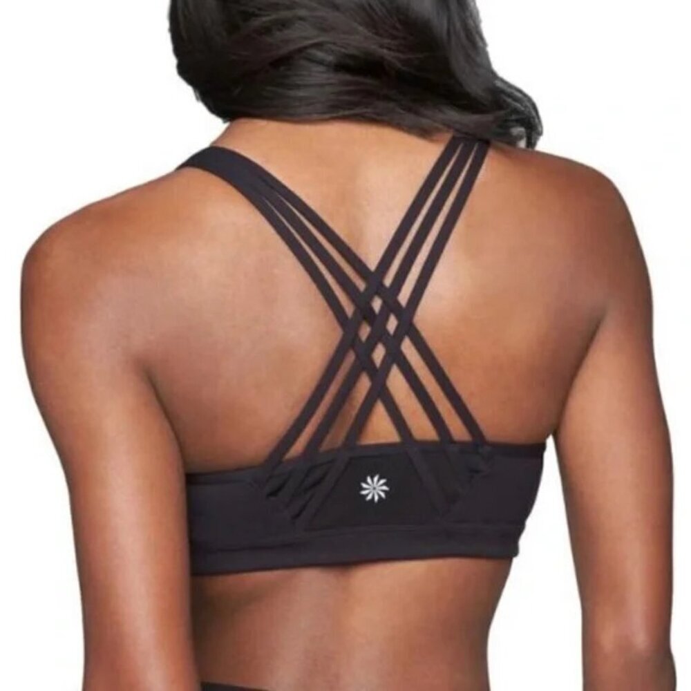 Athleta Fully Focused Strappy Criss‑Cross Racerback Sports Bra Black Size Small